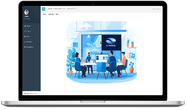 Demostración del sistema ERP de Itanic en una laptop